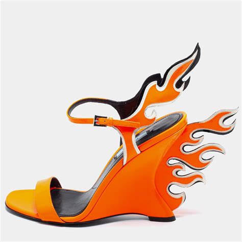 prada flame shoes orange|prada leather wedge sandals.